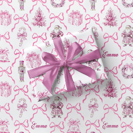 Pink Toile Nutcracker Wrapping Paper Christmas Geschenkpapier