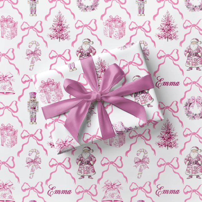 Pink Toile Nutcracker Wrapping Paper Christmas Geschenkpapier (Von Creator hochgeladen)