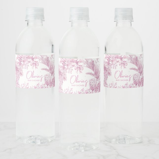 Pink Toile Safari Baby Dusche (Flaschen)
