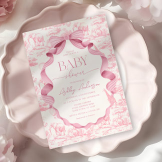 Pink Toile Safari Kinderdusche Einladung