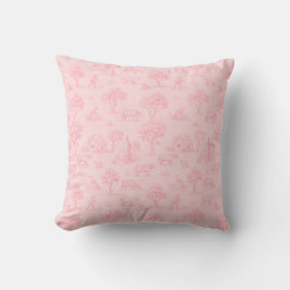 Pink Toile Throw Pillow Kissen