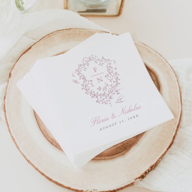 Pink Toile Wedding Paper Napkins Chinoiserie Serviette (Von Creator hochgeladen)