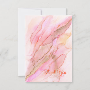 Pink Tones in Clouds of Ink With Gold Dankeskarte