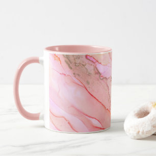 Pink Tones in Clouds of Ink With Gold Tasse