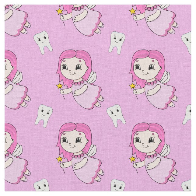 Pink Tooth Fairy Pattern Stoff (Nahaufnahme)