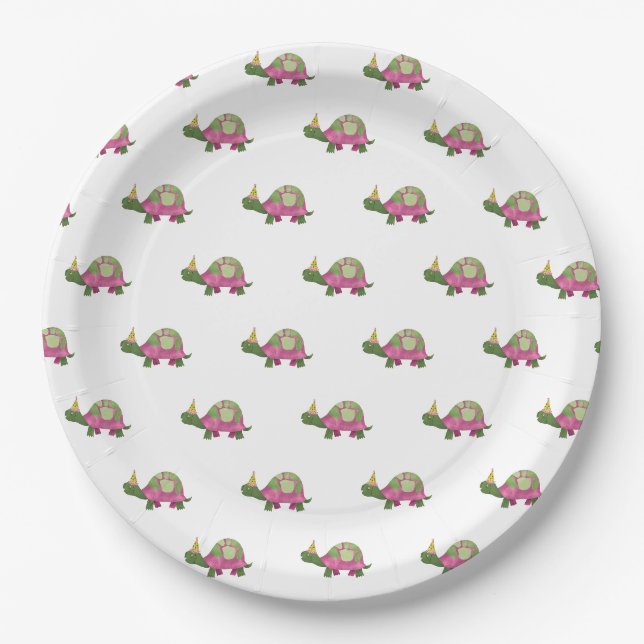 Pink Tortoise Birthday Teller | Girl Turtle Party (Vorderseite)