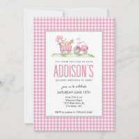 Pink Tractor Anniversaire, Invitation à la ferme p