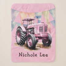 Pink Tractor Flag Wasserfarbe Girl Babyduschgesche