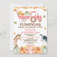 Pink Tractor Pumpkins Landtiere 1. Geburtstag