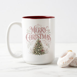 Pink traditioneller Weihnachtsbaum Pinkmas Zweifarbige Tasse