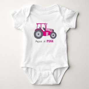 Pink-Traktor-Abbildung für Säugling Baby Strampler