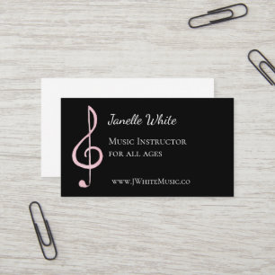 Pink Treble Clef Music Business Cards Visitenkarte