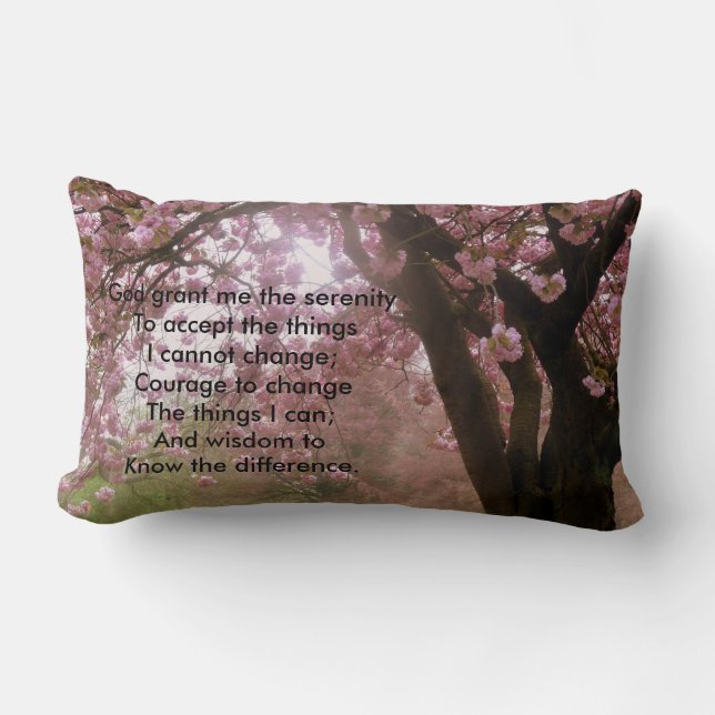 Pink Tree Blossom Serenity Verse Cushion Lendenkissen (Vorderseite)