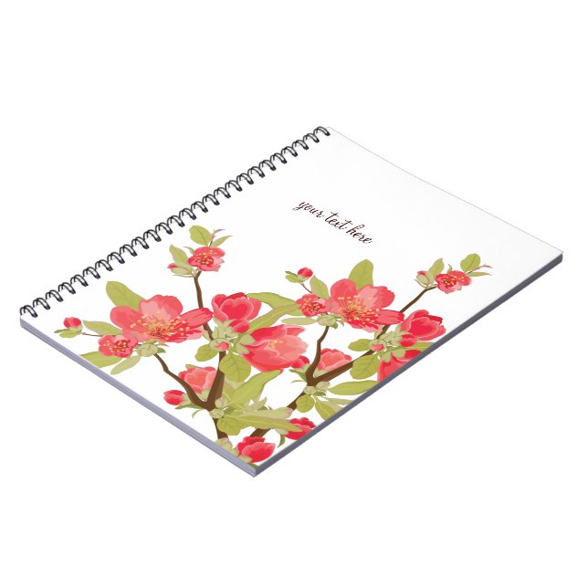 Pink Tree Blossoms Notebook Notizblock (Linke Seite)