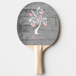 Pink Tree of Hearts Personalisiert Ping Pong Paddl Tischtennis Schläger