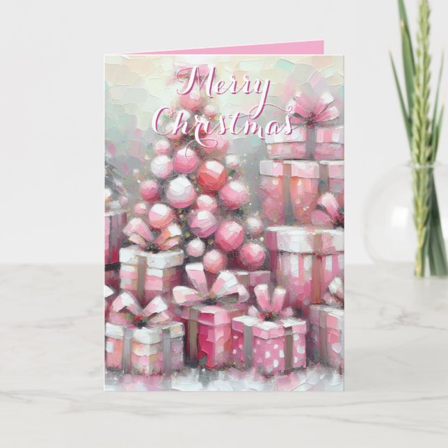Pink Tree & präsentiert Personalisierte Weihnachte Karte (Vorderseite)