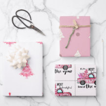 Pink Tree Wrapping Paper