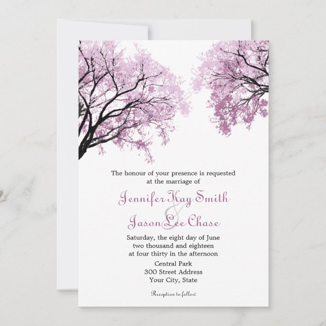 Pink Trees de Pastel - Invitations de mariage (Devant)
