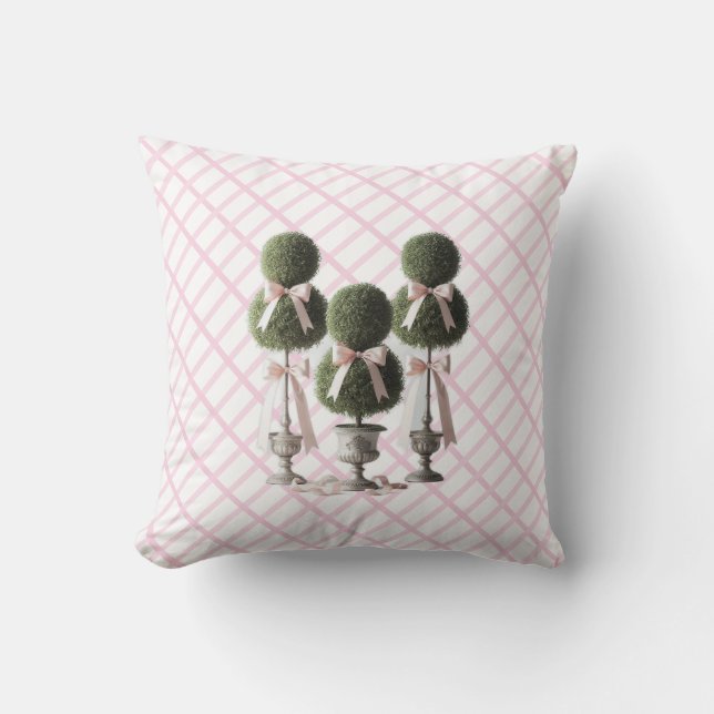 Pink Trellis Topiary Throw Kissen (Vorderseite)