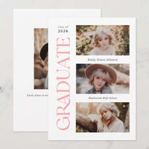 Pink Trendy Serif Multiple Foto Abschluss Ankündigung