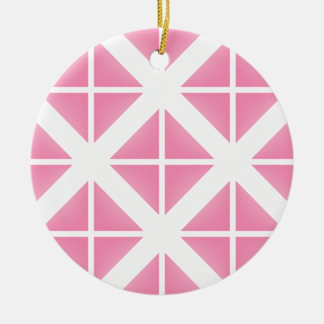 Pink Trendy Triangle Pattern Keramik Ornament (Vorne)
