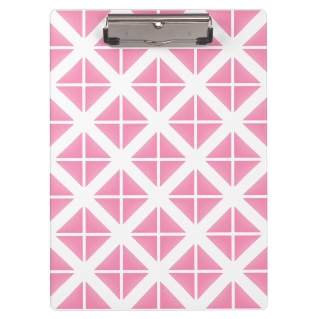 Pink Trendy Triangle Pattern Klemmbrett (Vorderseite)