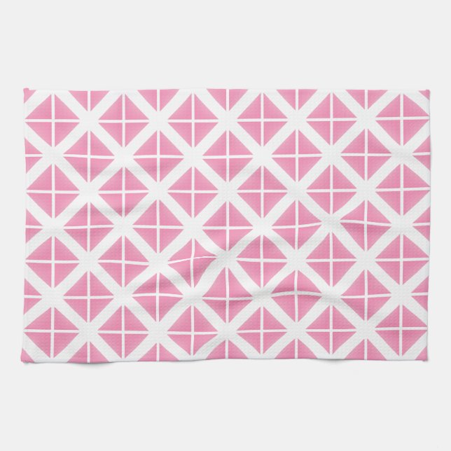 Pink Trendy Triangle Pattern Küchentuch (Horizontal)
