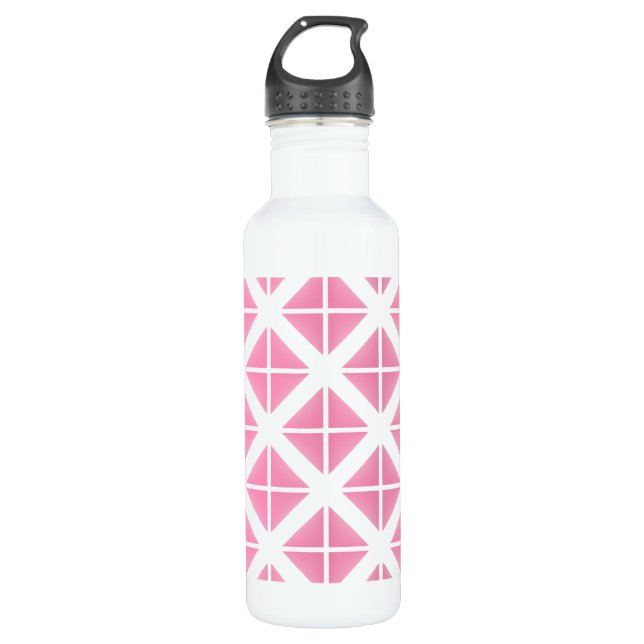 Pink Trendy Triangle Pattern Trinkflasche (Vorderseite)