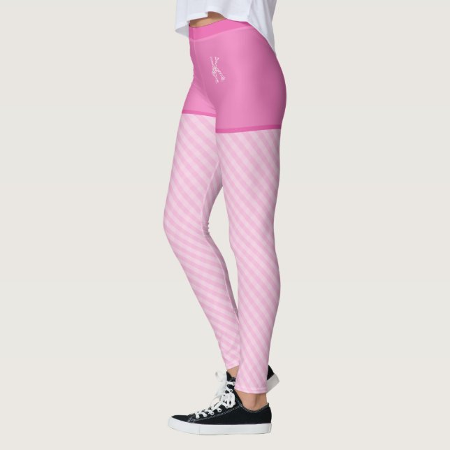 Pink Trendy Vintag Gingham Muster Custom Initial Leggings (Links)