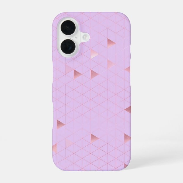 Pink Triangle Geometric Pattern iPhone 16 Hülle (Rückseite)