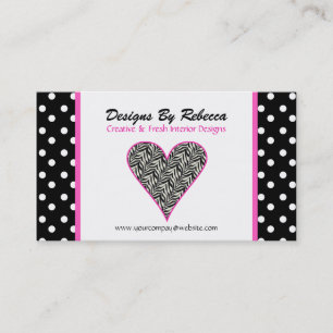 Pink Trim Zebra Print Herz Business Card Visitenkarte