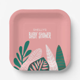 Pink Tropical Baby Dusche Pappteller
