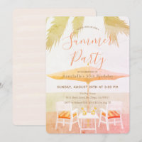 Pink Tropical Beach Summer Party Invitation