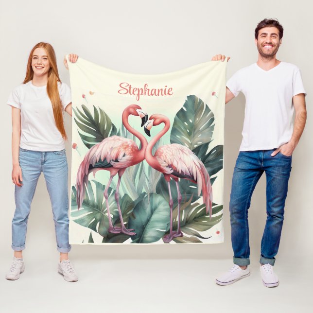 Pink Tropical Flamingo Fleecedecke (Beispiel)