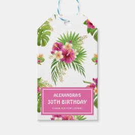 Pink Tropical Floral Luau Geburtstag Vielen Dank Geschenkanhänger