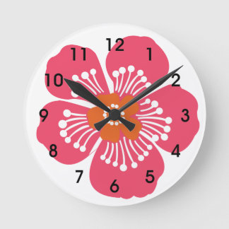 Pink Tropical Flower Wall Clcok Runde Wanduhr