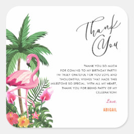 Pink Tropical Hawaiian Adult 25th Birthday Napkins Quadratischer Aufkleber