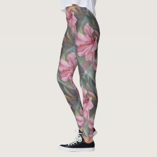 PINK TROPICAL HIBISKUS   LEGGINGS