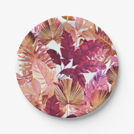 Pink Tropical Leaf Muster Papierplatte Pappteller
