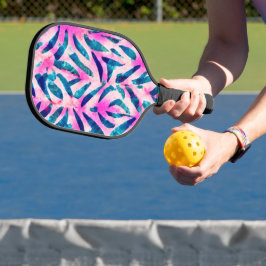 Pink Tropical Leaf Pattern Pickleball Schläger