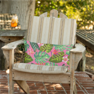 Pink Tropical Lumbar Throw Kissen Für Draußen