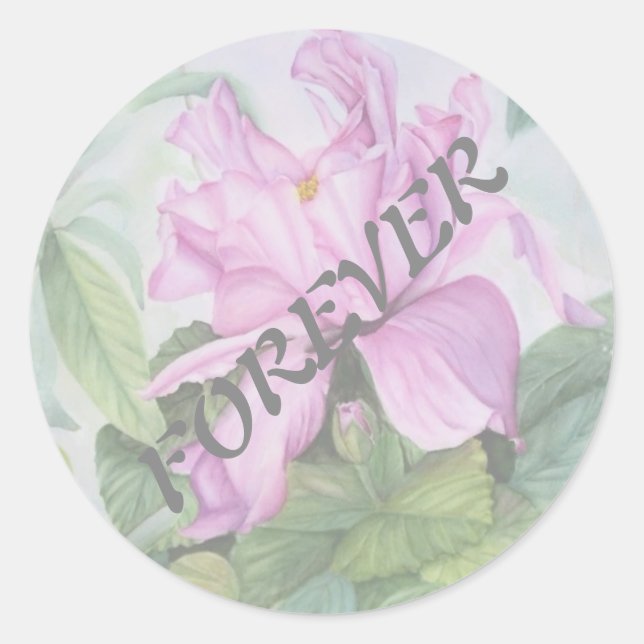 PINK TROPICAL ORCHID WEDDSTICKER RUNDER AUFKLEBER (Vorderseite)