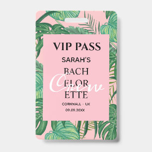 Pink Tropical Palm Junggeselinnen-Abschied VIP Pas Ausweis