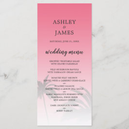 Pink Tropical Palm Tree Beach Hochzeit Menükarte