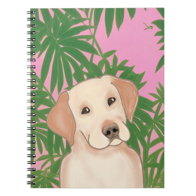 Pink Tropical Spiral Notebook mit Niedlichem Gelbe Notizblock (Vorderseite)