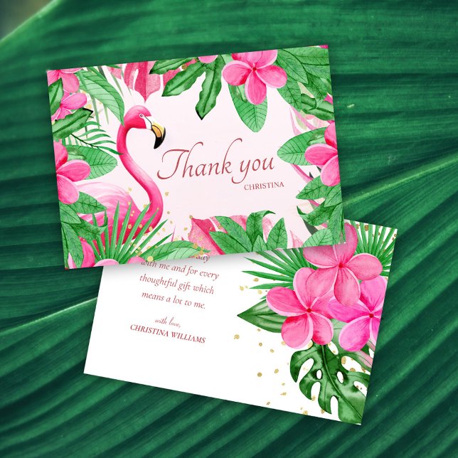Pink Tropical Summer Brautparty Dankeskarte (Pink Tropical Summer Bridal Shower Thank You Card)