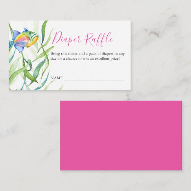 Pink Tropical Thème Diaper Raffle Invitation (Devant / Derrière)