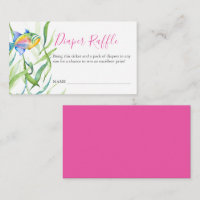 Pink Tropical Thème Diaper Raffle Invitation