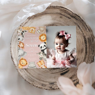 Pink Tropical Wild Jungle Safari Tiere Einladung