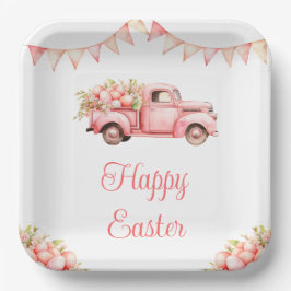 Pink Truck Easter Egg Hunt Pappteller